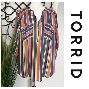 TORRID Size 1X Cute Striped Blouse Top